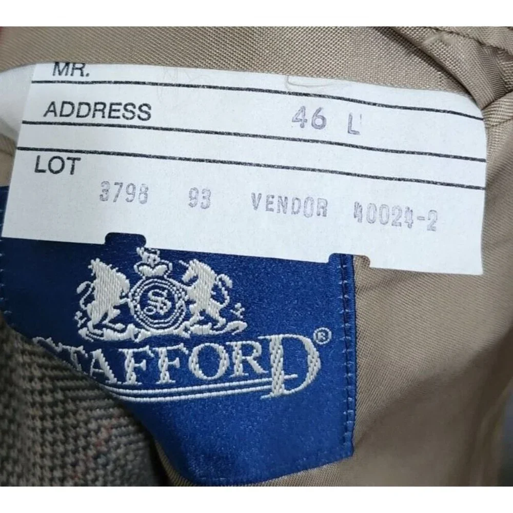 VTG Stafford Gray Herringbone 2 Button Suit Jacket Blazer Size 46L‎ USA MADE